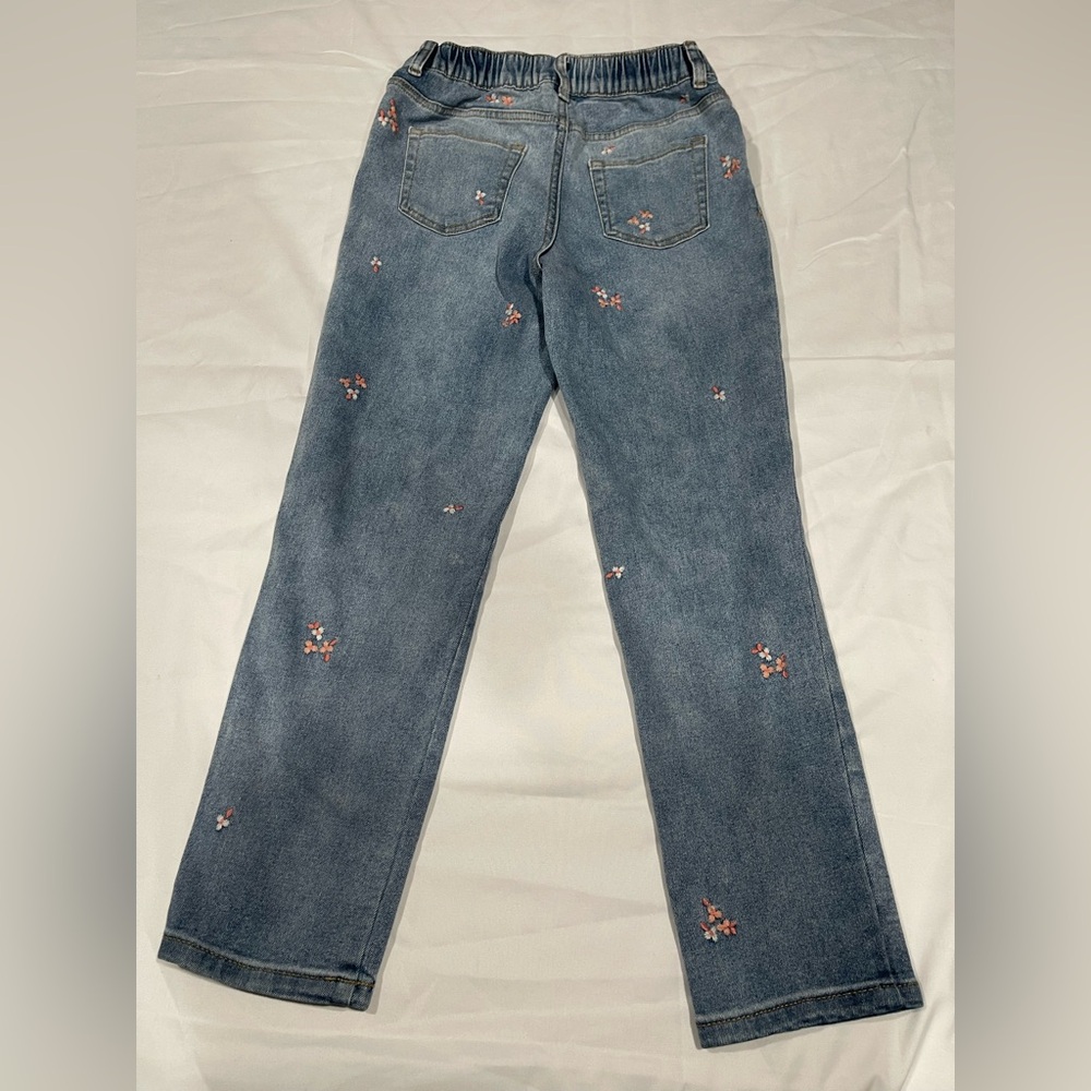 Cat & Jack Denim Jeans with Floral Embroidery - Picture 2 of 3